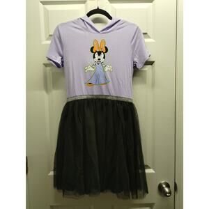 Disney NWT Girls XXL Minnie Mouse Halloween Hooded Tulle Purple & Black Dress